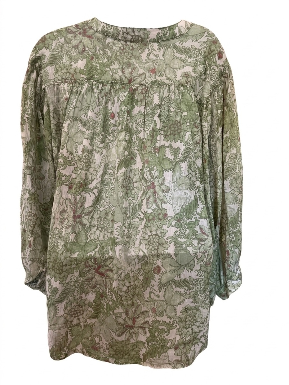Anthropology Pilcro Green Floral Cotton Button-Front Blouse. Medium. - Picture 4 of 9